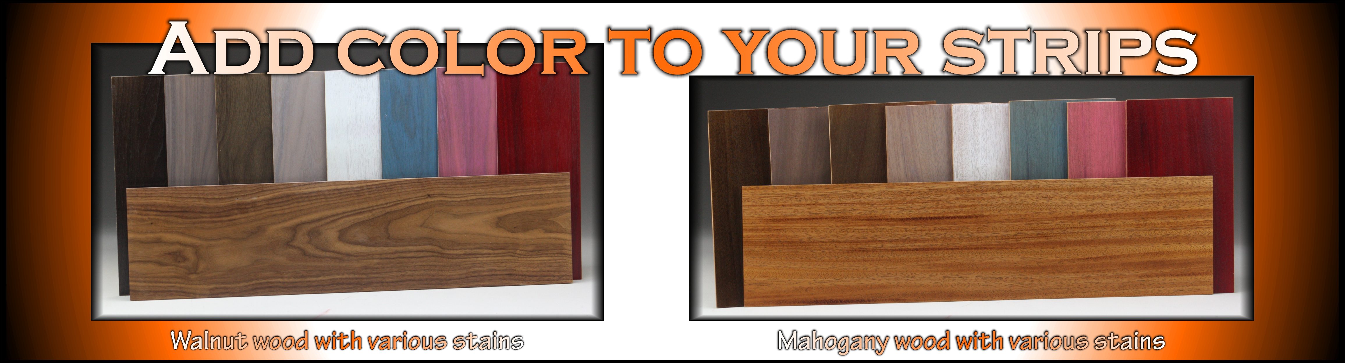 Walnut Wood strip Mahogany wood strip with and without various stains